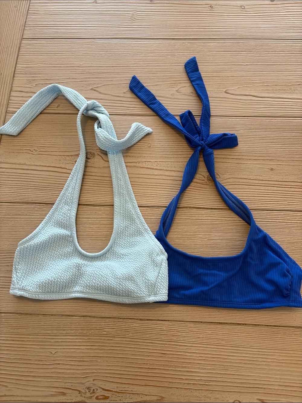 Xhilaration Two-Tone Blue Bikini Tops — Light Blue & Royal Blue